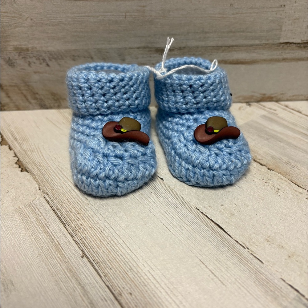 Handmade Blue Baby Booties